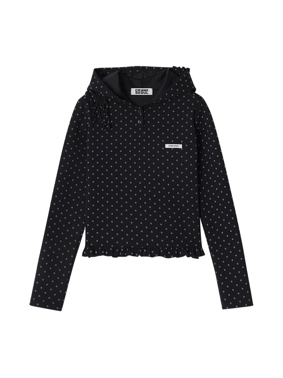 DOT FRILL HOODIE_BLACK
