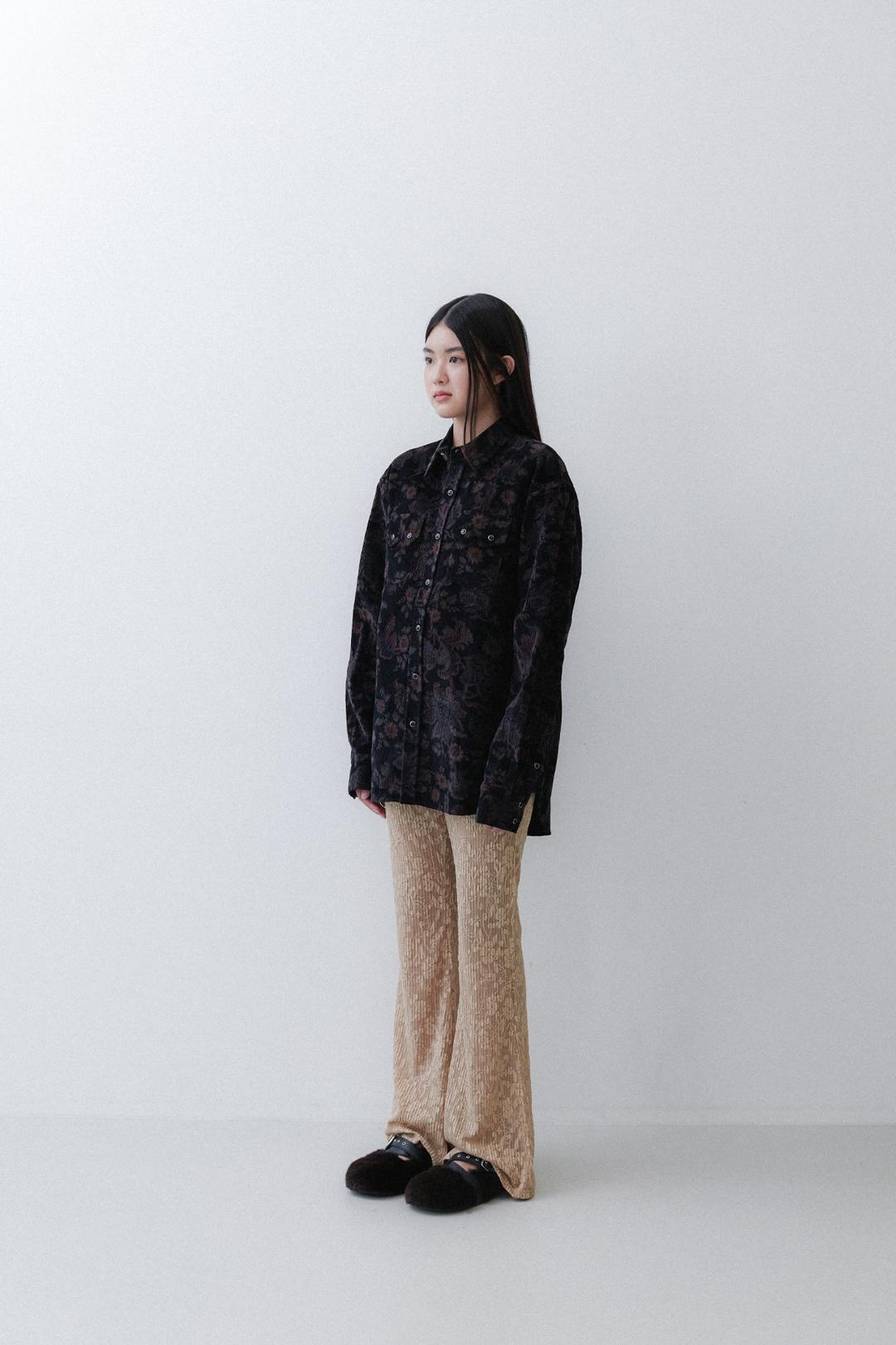 FLOWER JERSEY TIGHTS - BEIGE