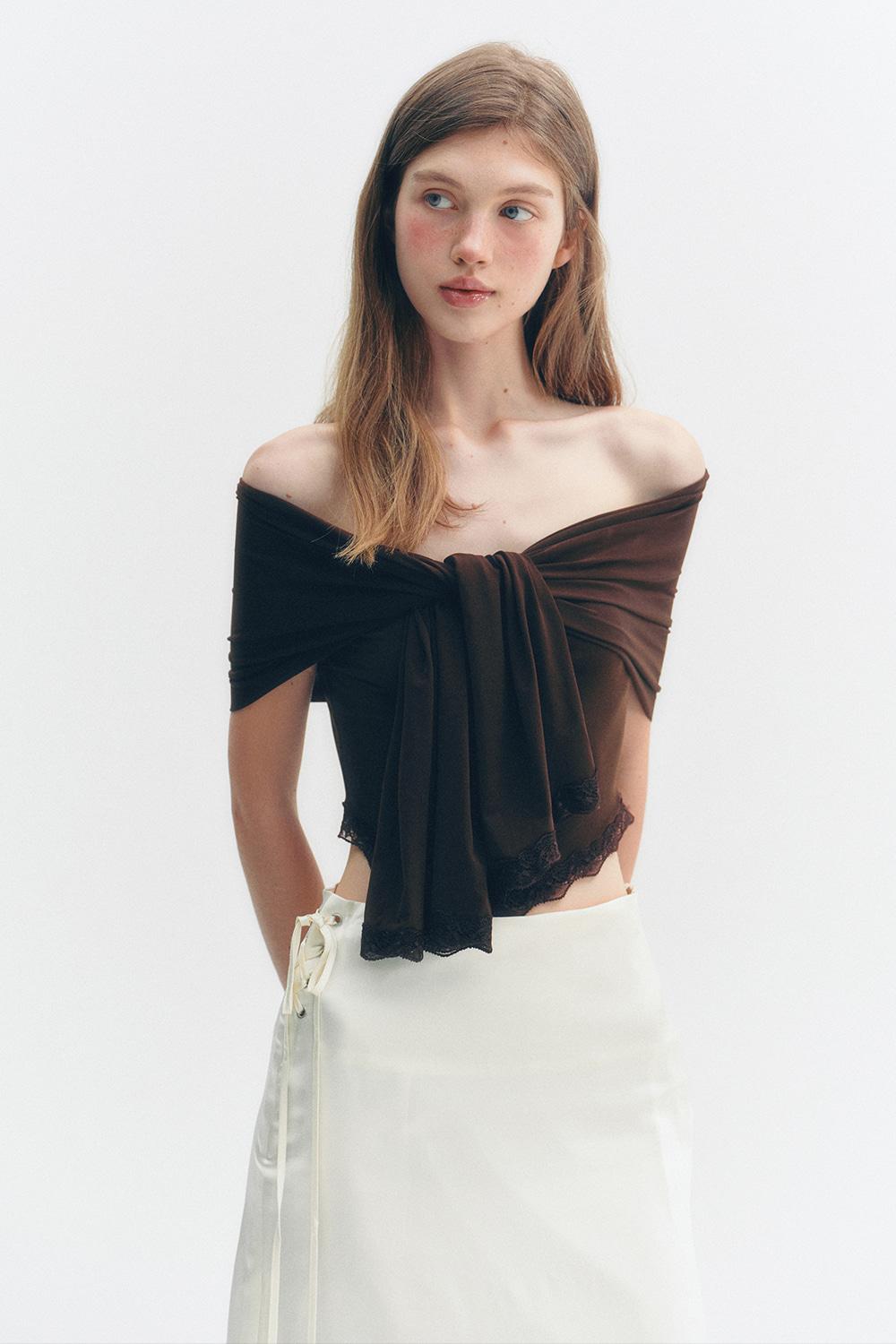 OFF SHOULDER LACE TIED T-SHIRTS_TT5S216BR