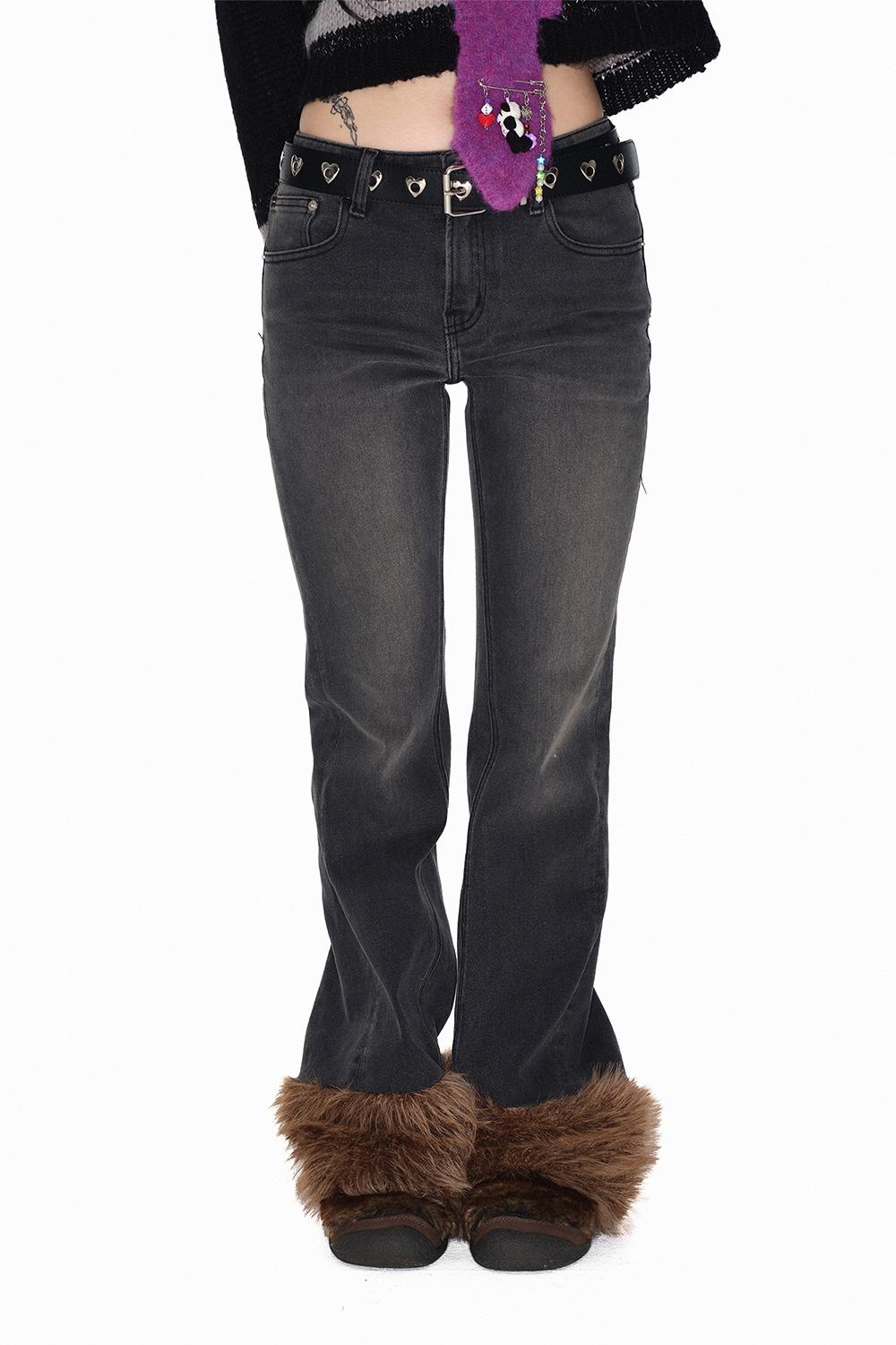 Fur hem denim pants _black[10/23예약배송]