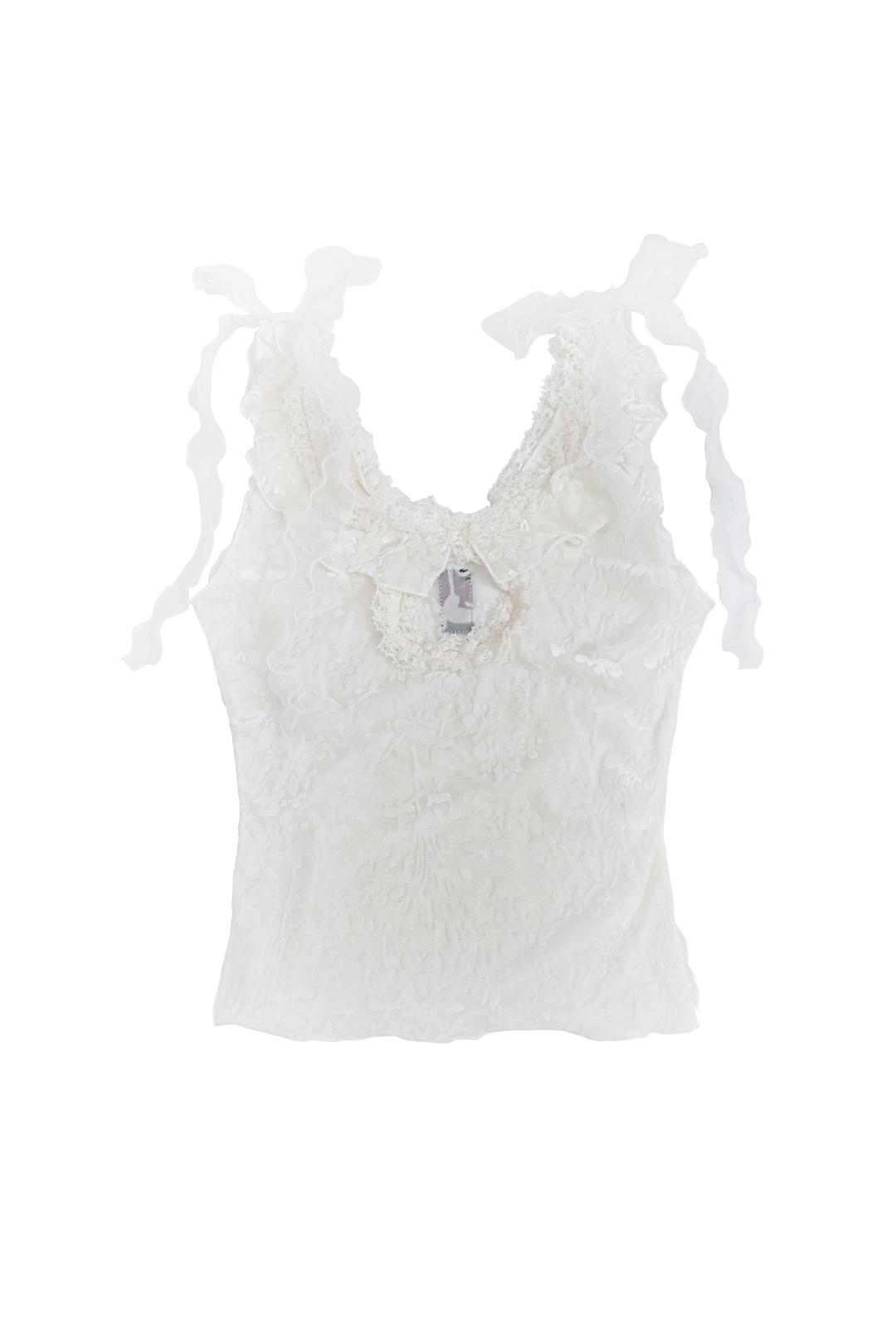 White Velvet floral Top