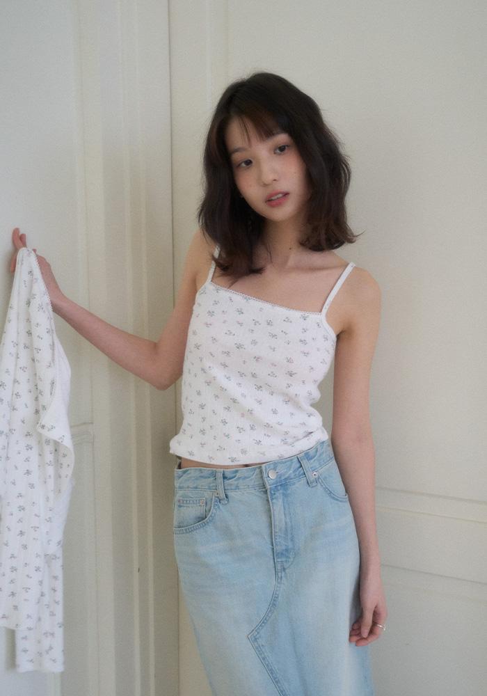 ROSY PUNCHING CARDIGAN & SLEEVELESS-WHITE