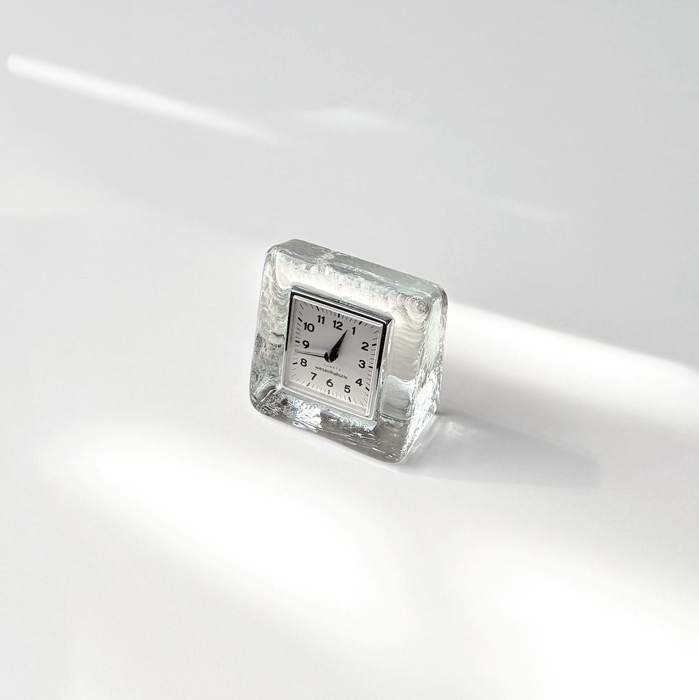 1970s West Germany Wiesenthalhütte Crystal Desk Clock