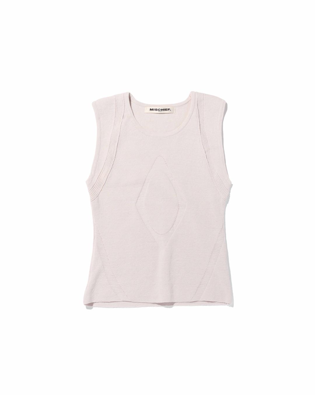 HARNESS WEAVE KNIT SLEEVELESS_LIGHT PINK GREY