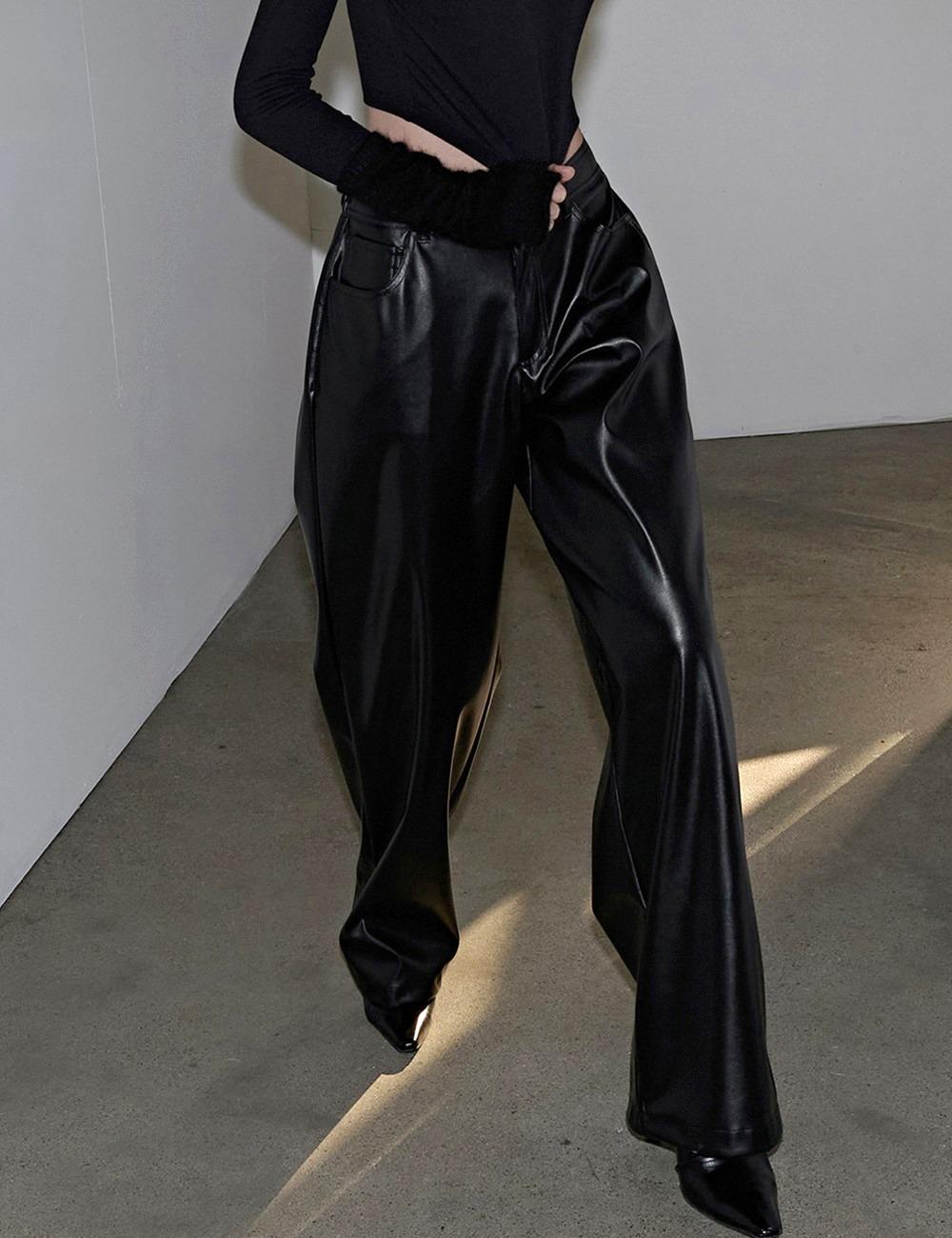 램 레더 밴딩 슬랙스