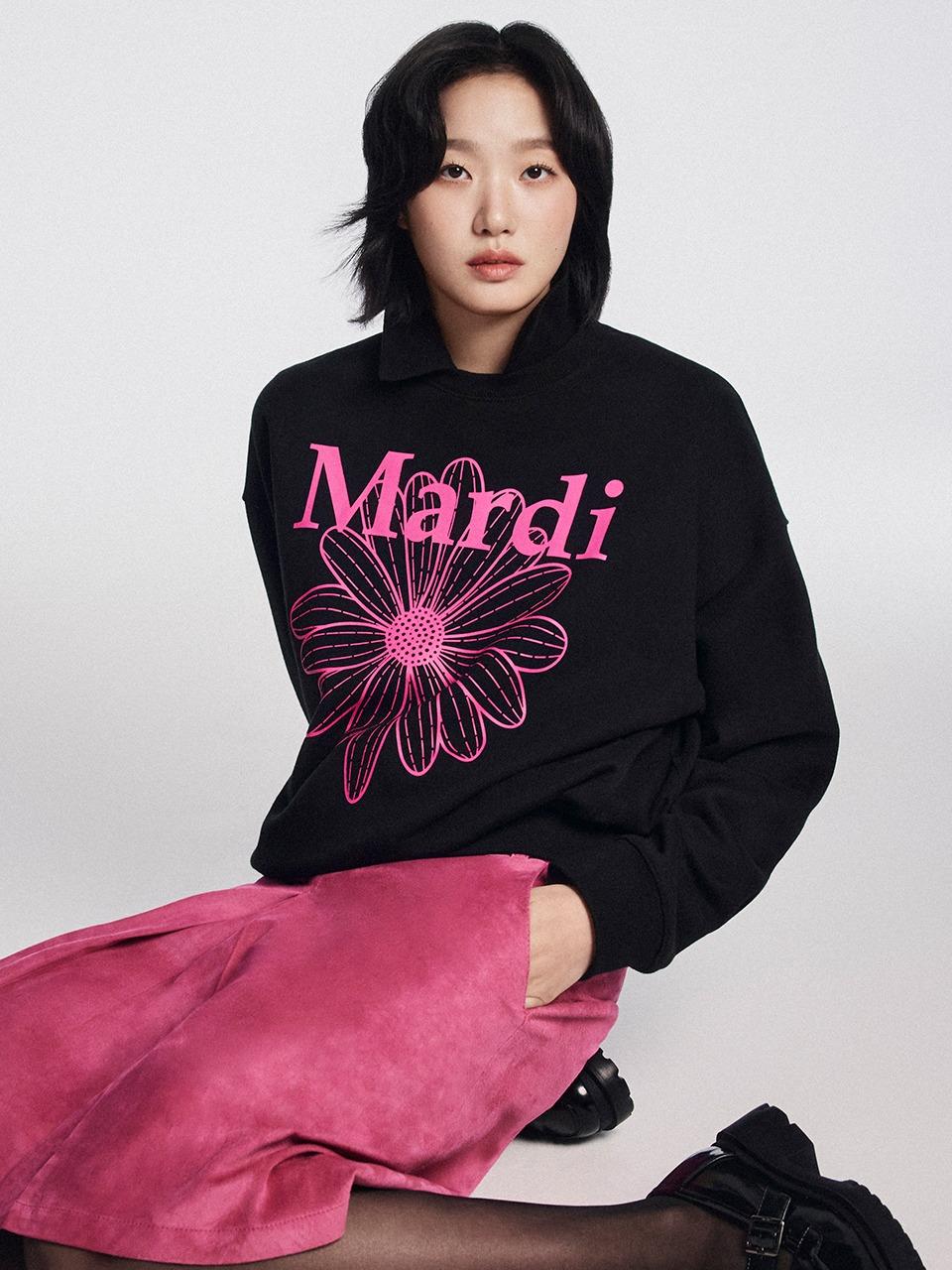 SWEATSHIRT FLOWERMARDI_BLACK FUCHSIA