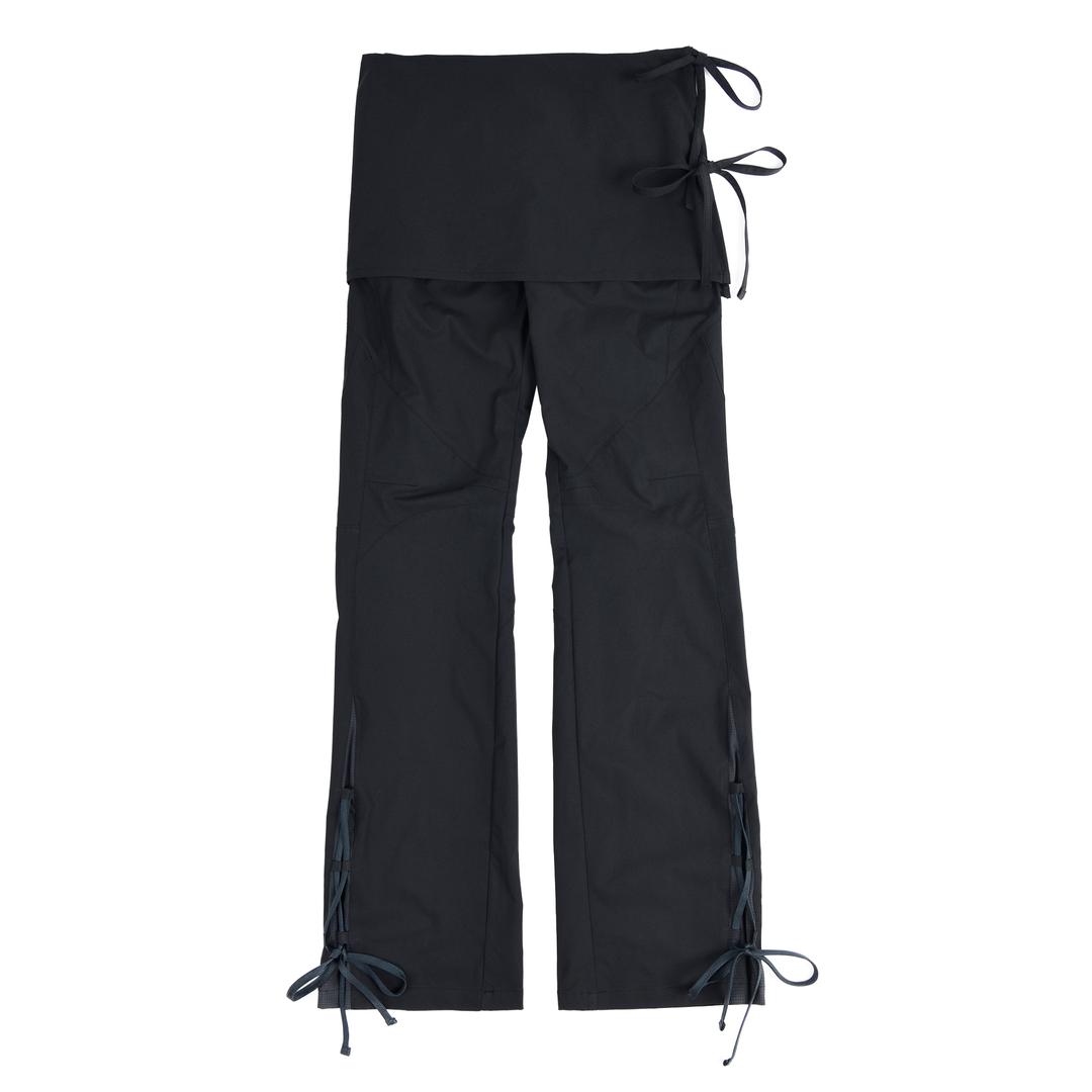SKIRT LAYERED STRING PANTS - [BLACK]