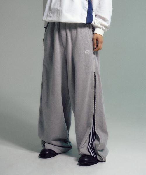 사이드 지퍼 스웨트 벌룬 팬츠 멜란지 그레이