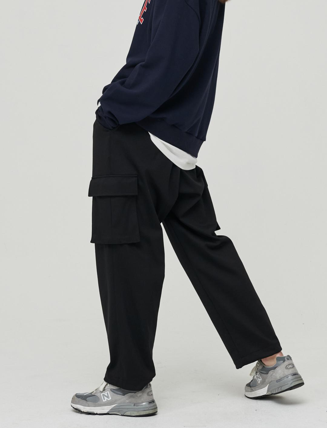 폰테 카고 와이드 조거 팬츠 블랙