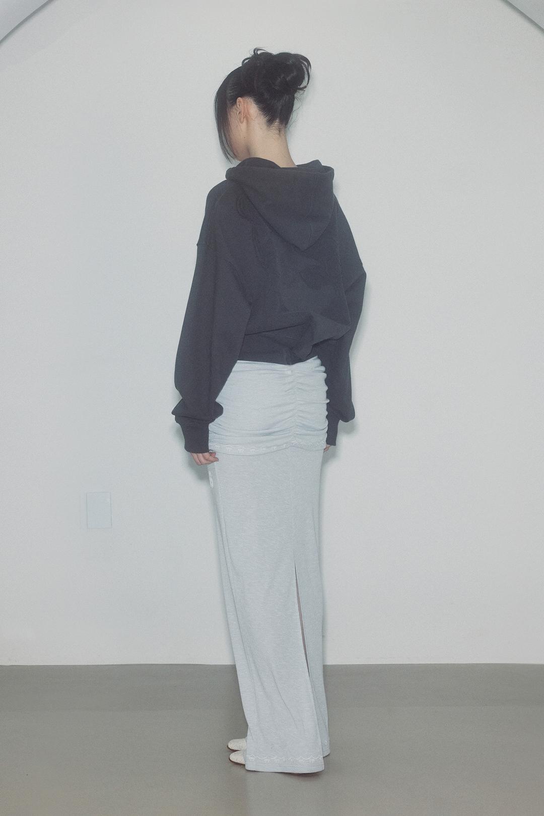 Acid Peel Bow Hoodie Charcoal