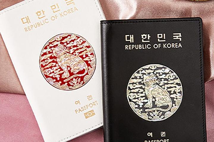 백호 자개 소가죽 여권케이스 3종 안티스키밍 여권지갑