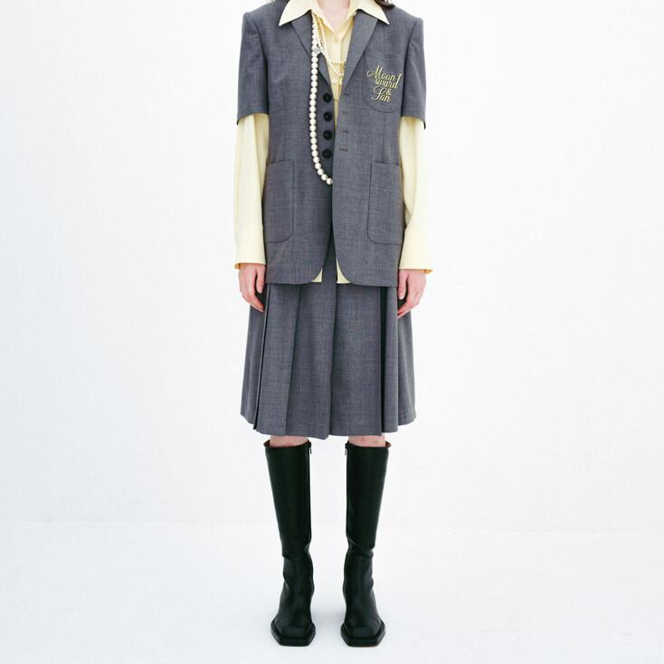 그레이 플리츠 스커트