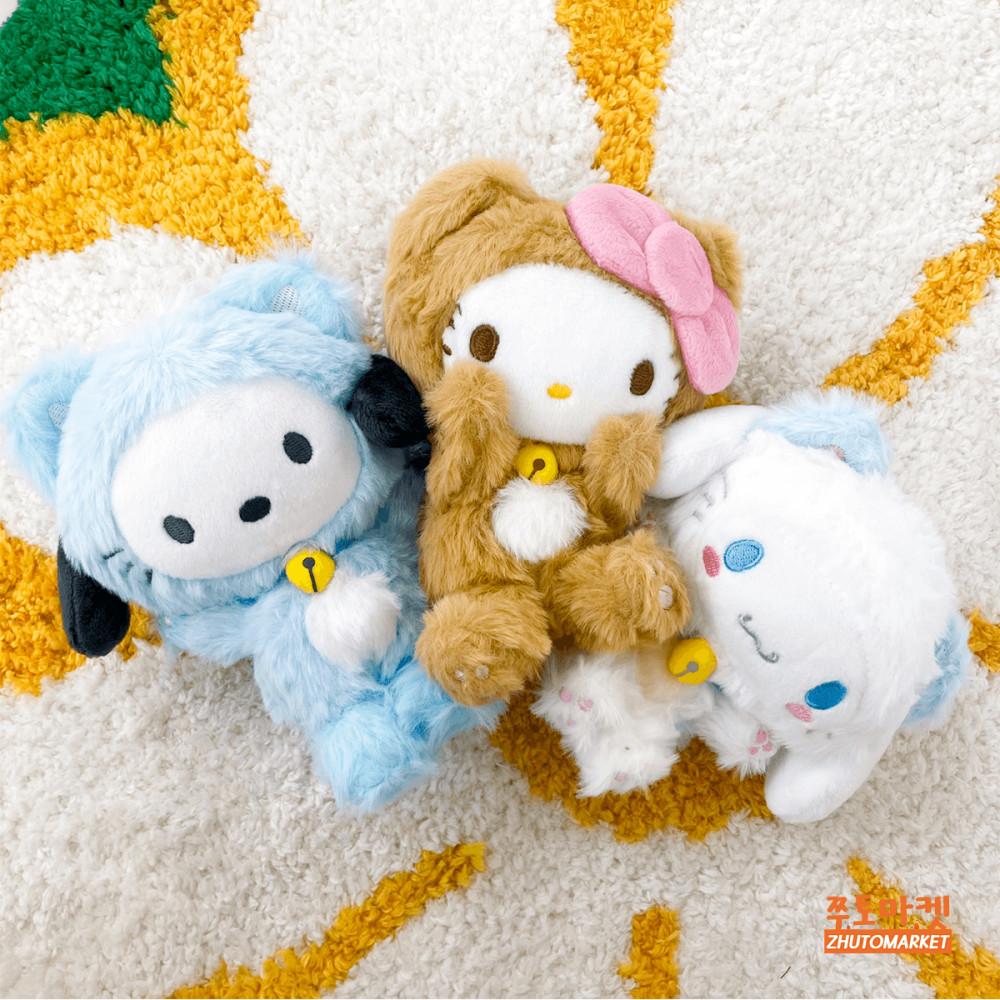 [정품] 산리오 해피캣 네코시리즈 마스코트 키링 인형 키티 포챠코 시나모롤