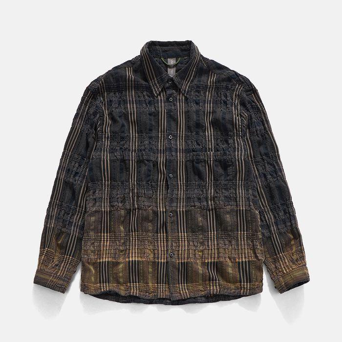 2P DRAWSTRING SHIRT / NAVY & CHARCOAL CHECK