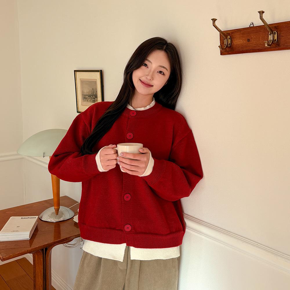 [44-110][꾸안꾸💜] 배색 레이어드 루즈핏 가디건