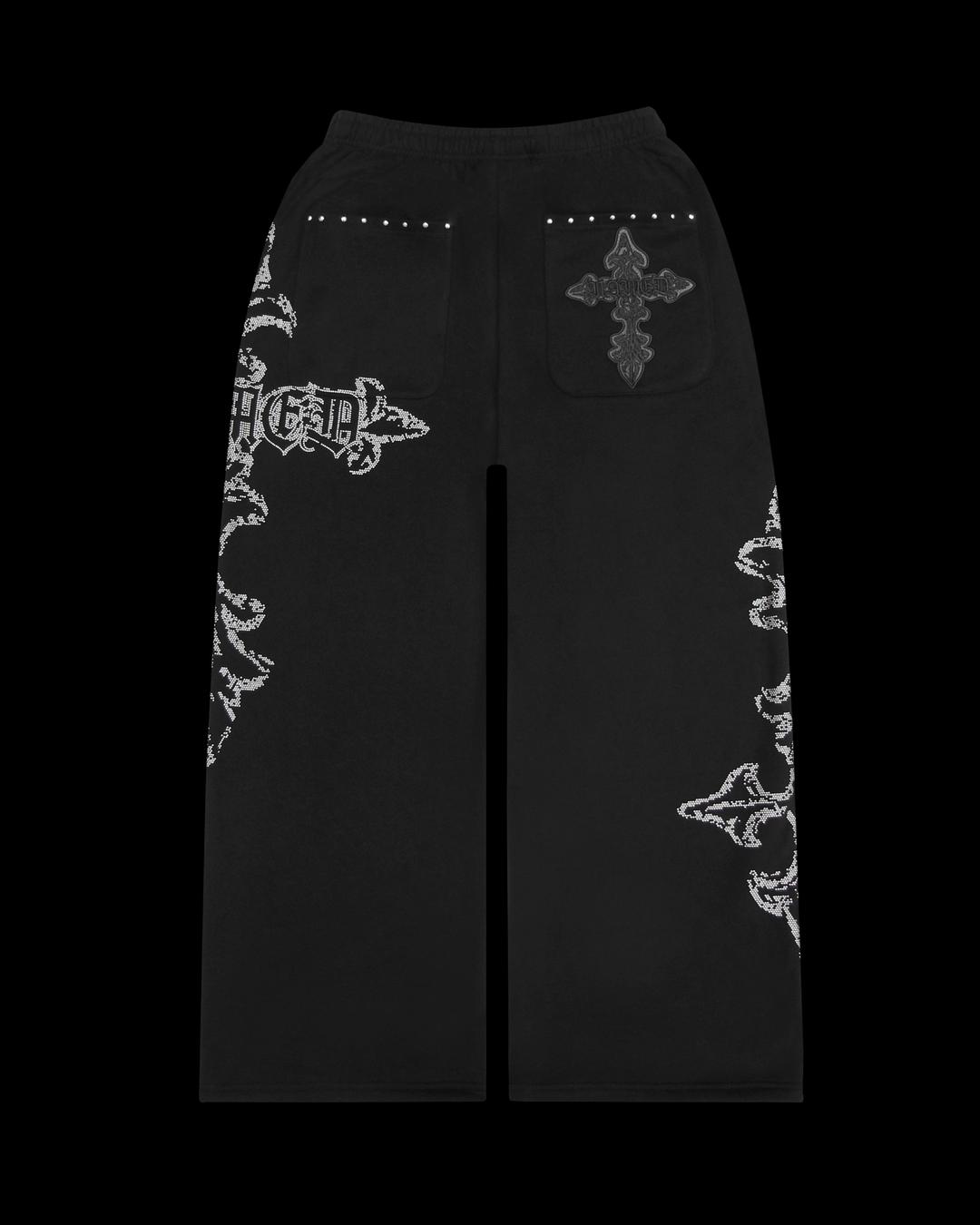FERAL STUDDED OVERSIZED SWEATPANTS BLACK - XS