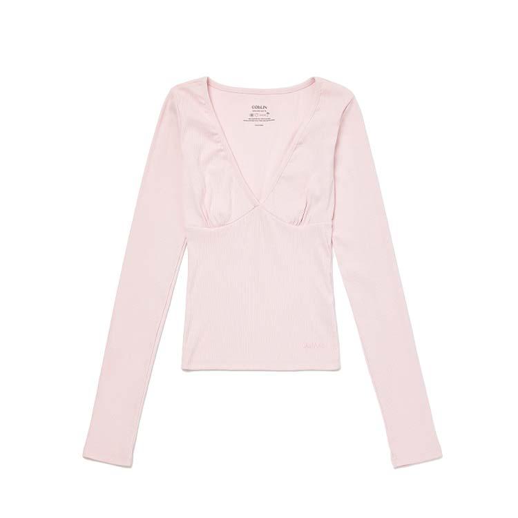 Cassie V Fitted Long Sleeves(Softy Pink) : Goblin Wear 고블린 웨어