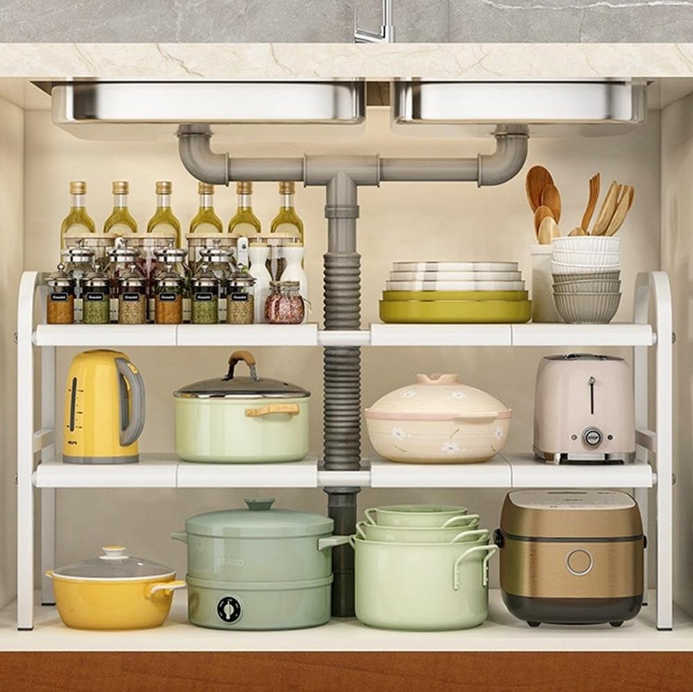 주방양념정리대 하부 싱크대양념장정리 하부장정리 선반 2단