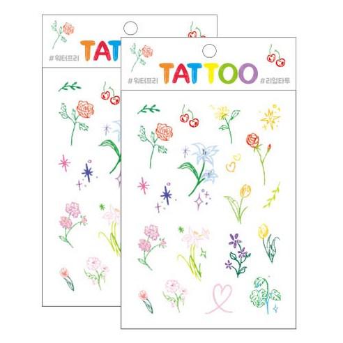 쁘띠팬시 쁘띠타투 TS020, 플라워, 2개 - 헤나/타투스티커 | 쿠팡
