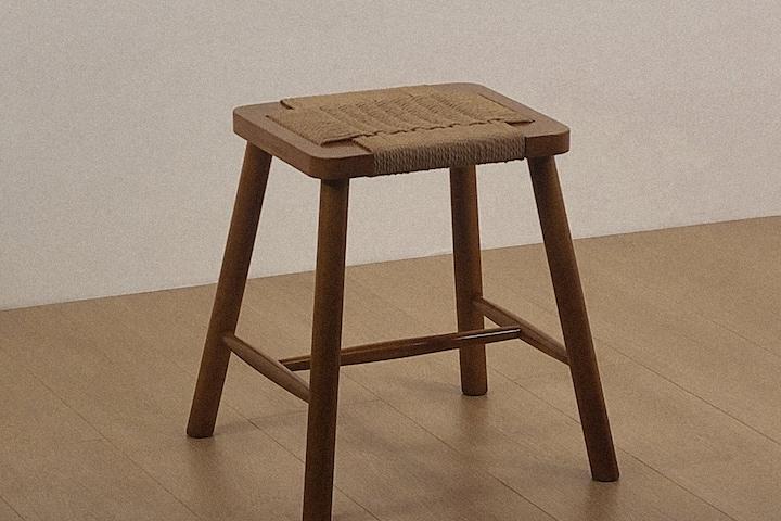 원목 라탄스툴 인테리어 화장대의자, 다크월넛 color