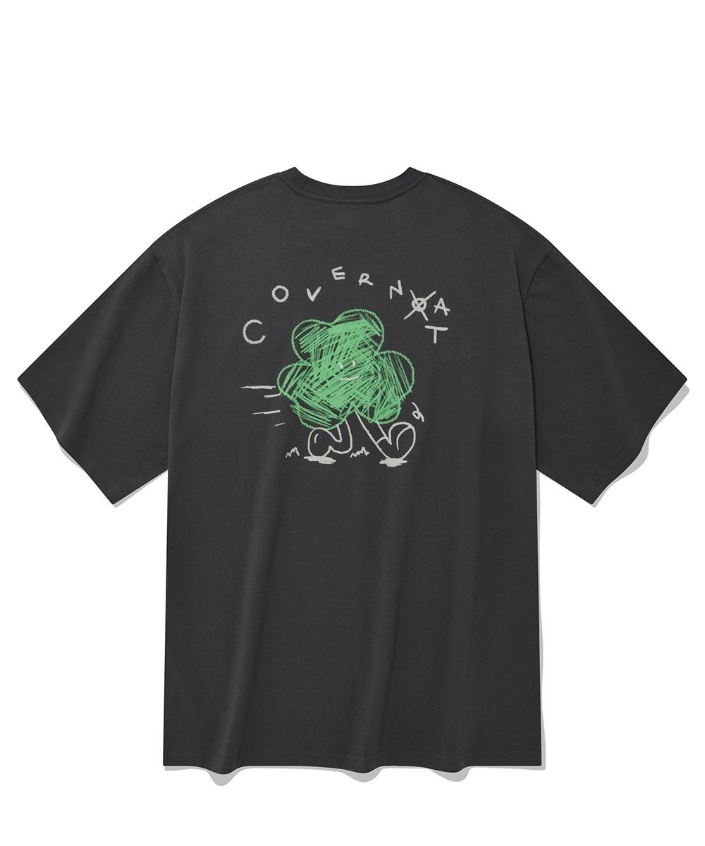 두들 클로버 티셔츠 차콜