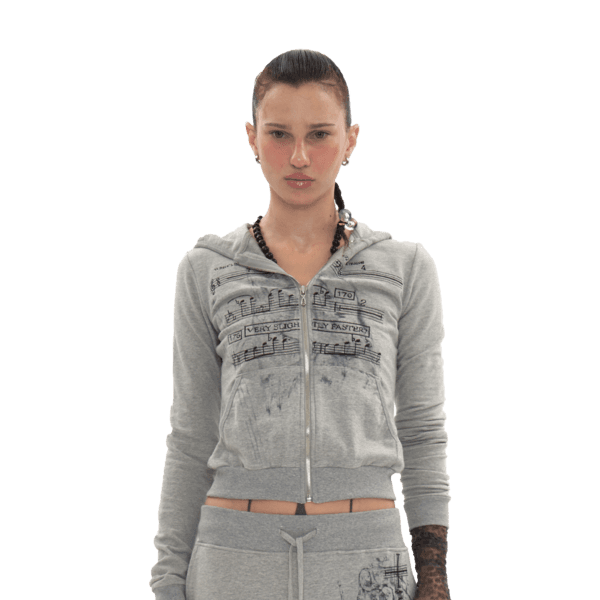STRESSED MUSICIAN HOODIE IN MELANGE GREY