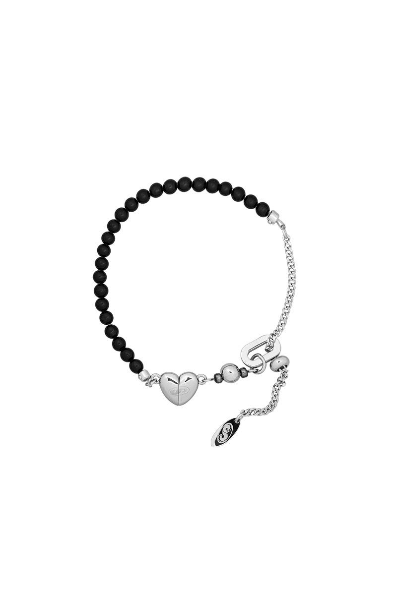 NO.438 [BLACK] PEARL HEART BRACELET