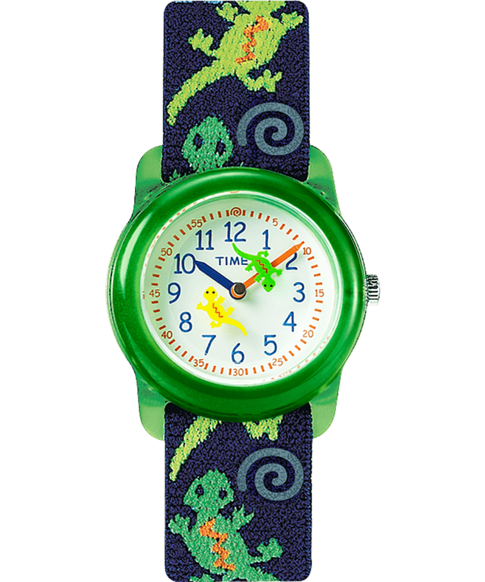 TIMEX TIME MACHINES® 29mm Green Gecko Elastic Fabric Kids Watch