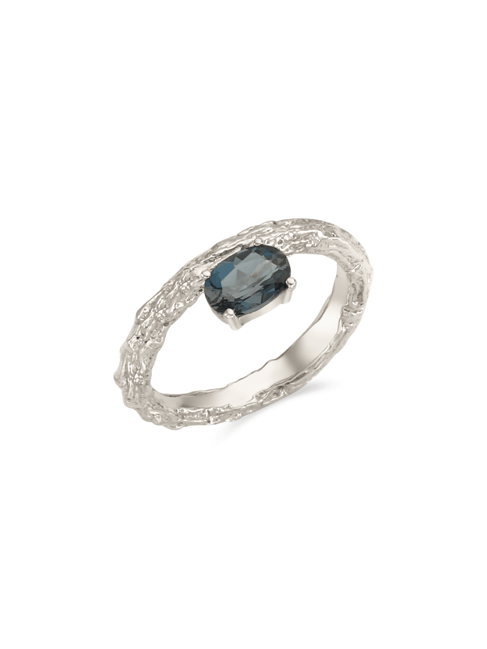 Twig Ring - london blue topaz (oval)