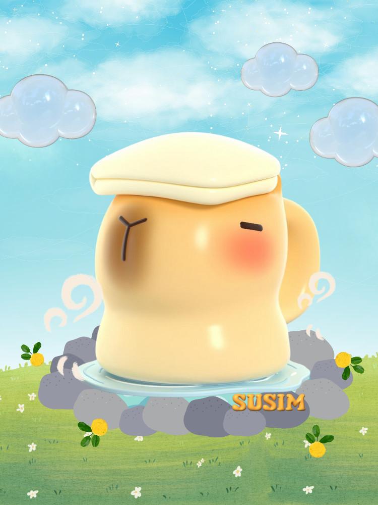 수심 Capybara Mug 카피바라 온천 머그 컵 선물 키치 유니크 선물 내열 도자기