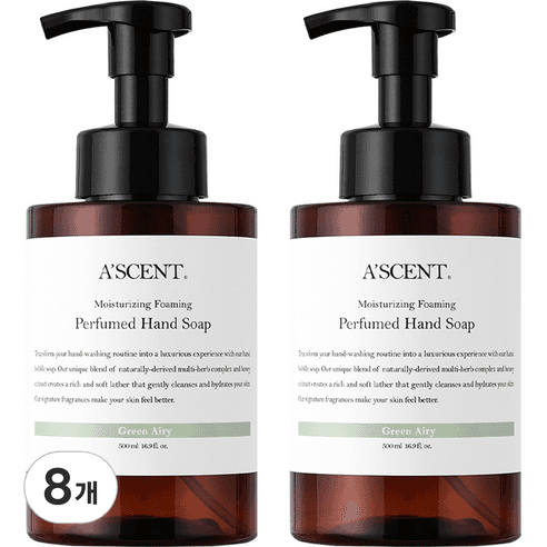 에이센트 퍼퓸드 버블 핸드워시 그린에어리, 500ml, 8개 - 핸드케어 | 쿠팡