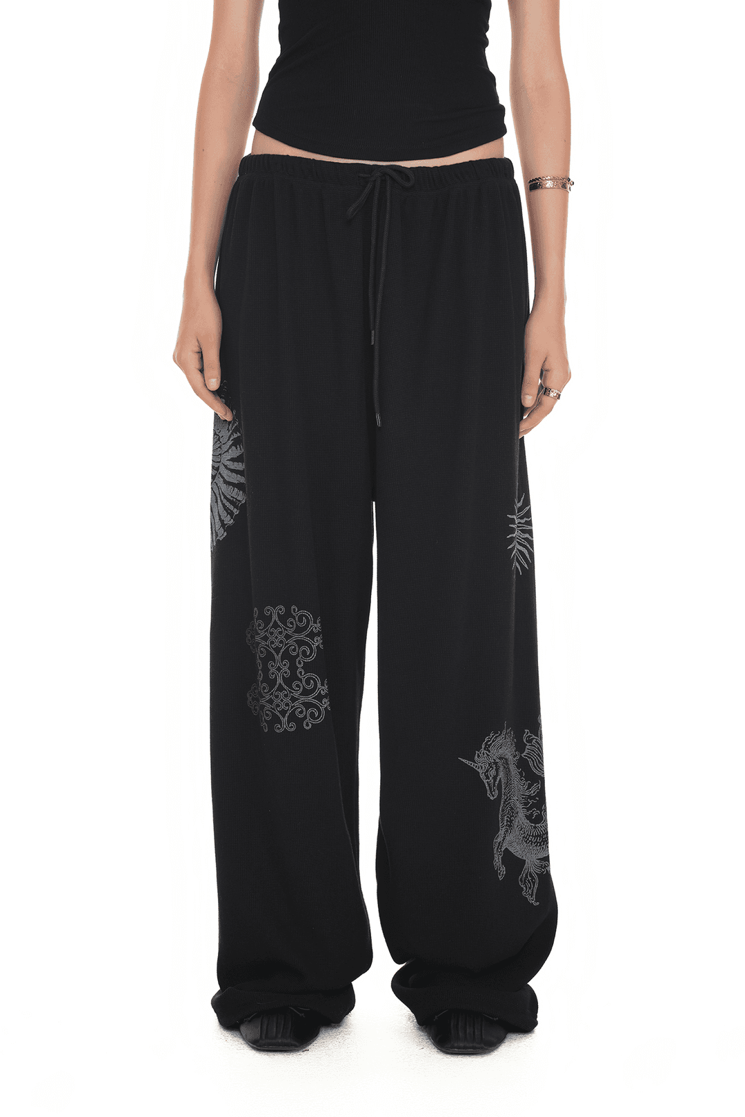 TAROT 02 WAFFLE PANTS (BLACK)