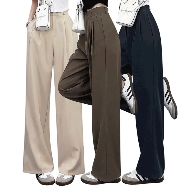 *숏,일반,롱*~2XL*허리쏙!* 투핀턱 히든버튼 뒷밴딩 와이드슬랙스 4COL