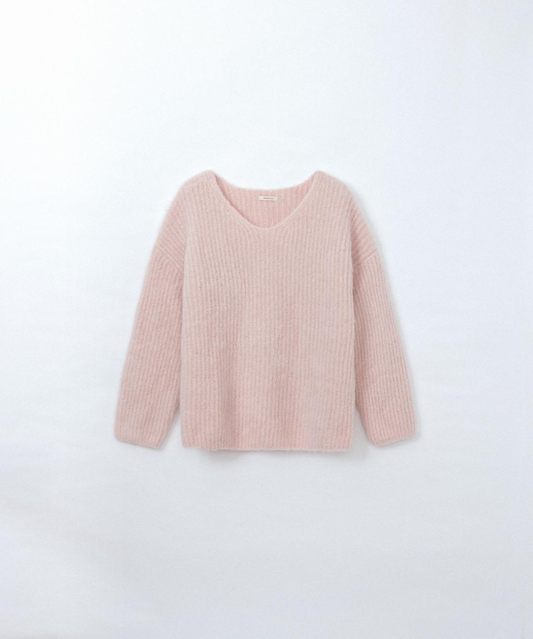 오버사이즈 알파카 브이넥 풀오버 (pure pink)