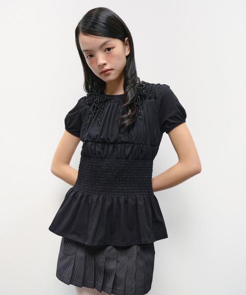 Layered Smocked Top [Black]