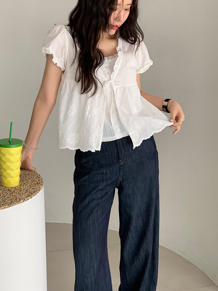 프릴 나시 레이어드 블랑