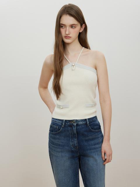 스트랩 오프숄더 니트 탑_D261KSK007