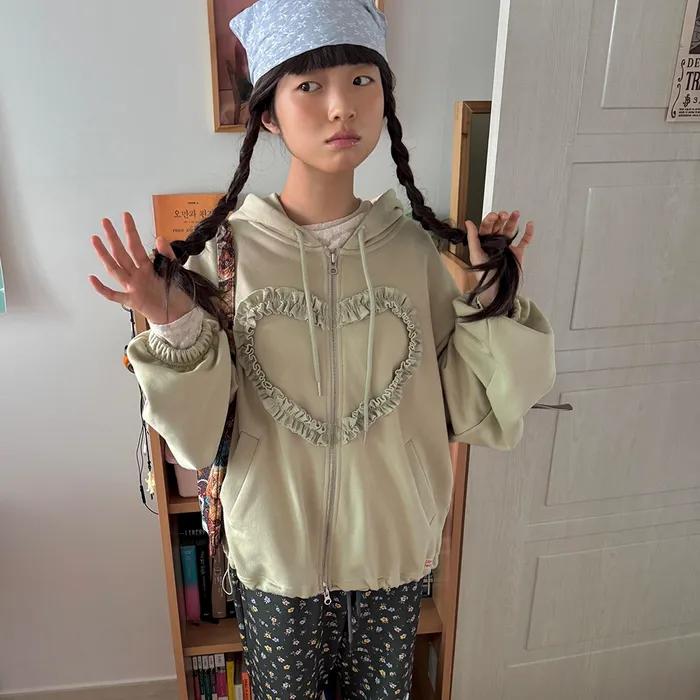 FRILL HEART HOODIE, PISTACHIO GREEN