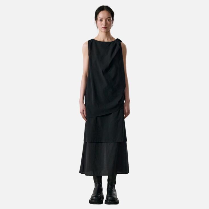 Stripe Layered Skirt (Black)