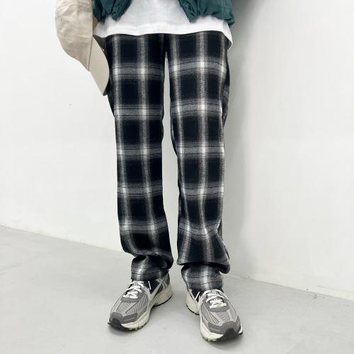 스넥 기획특가 타탄 체크 와이드 밴딩 팬츠 (5Color) 남녀공용 빅사이즈 츄리닝 바지 홈웨어룩
