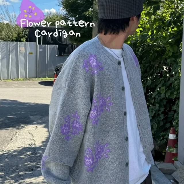)💫최저가💫 [UNISEX] 커플가디건 가을가디건 남여공용가디건 플라워가디건 빈티지플라워가디건 패턴가디건 오버핏가디건 두꺼운가디건