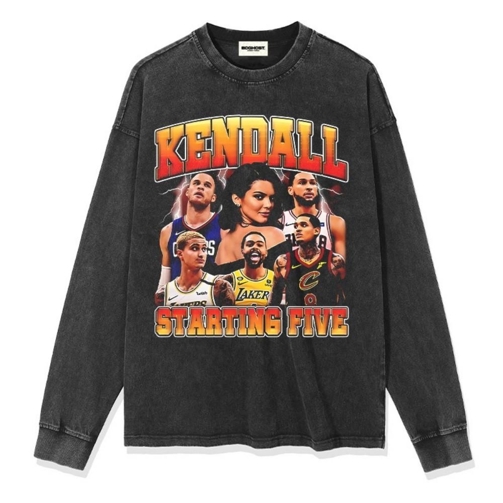 켄달 제너 스타팅 5 NBA 프린트 티셔츠 반팔 긴팔 빈티지 농구