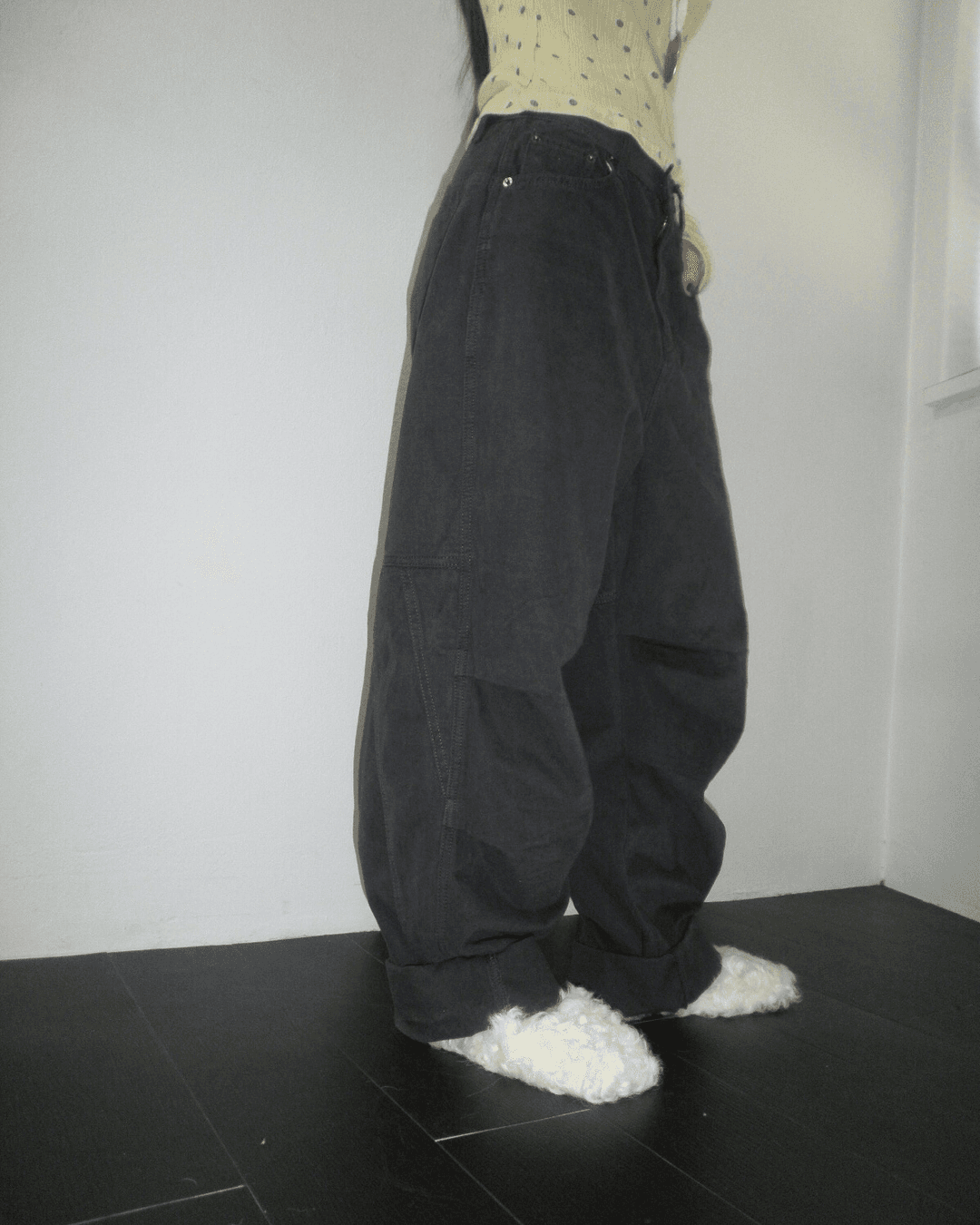 패닝 [3컬러/피치기모] 파라슈트 날개 턱 코튼 와이드 팬츠