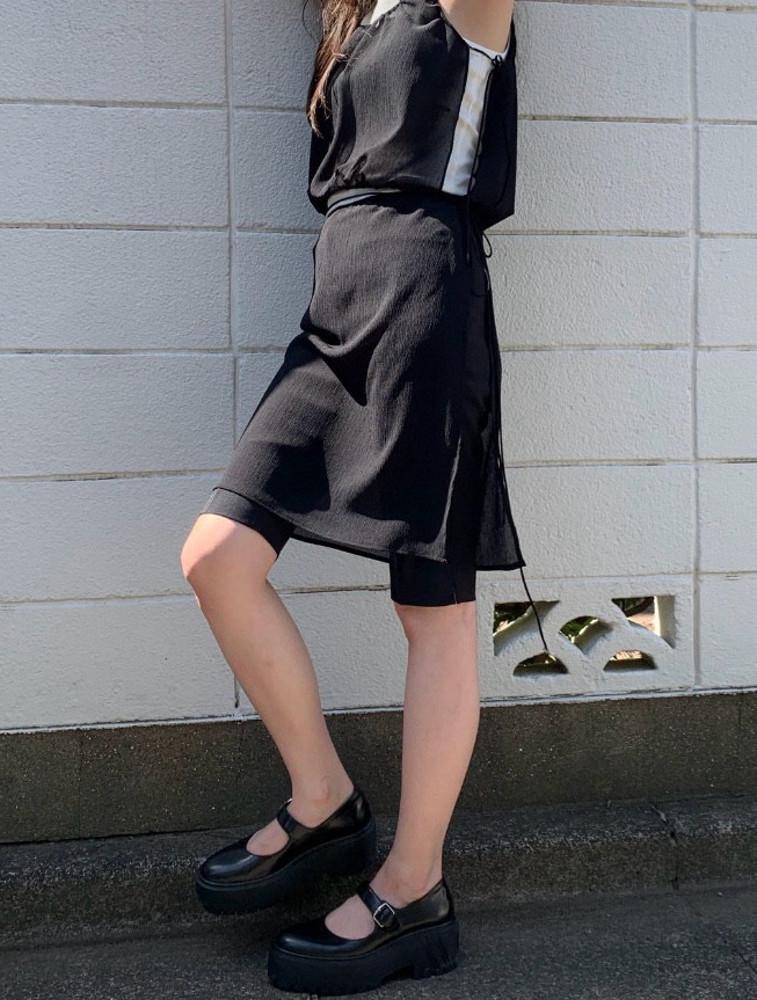 Underson 언더슨 스트링 스커트 레이어드 미디 시어 시스루 2colors