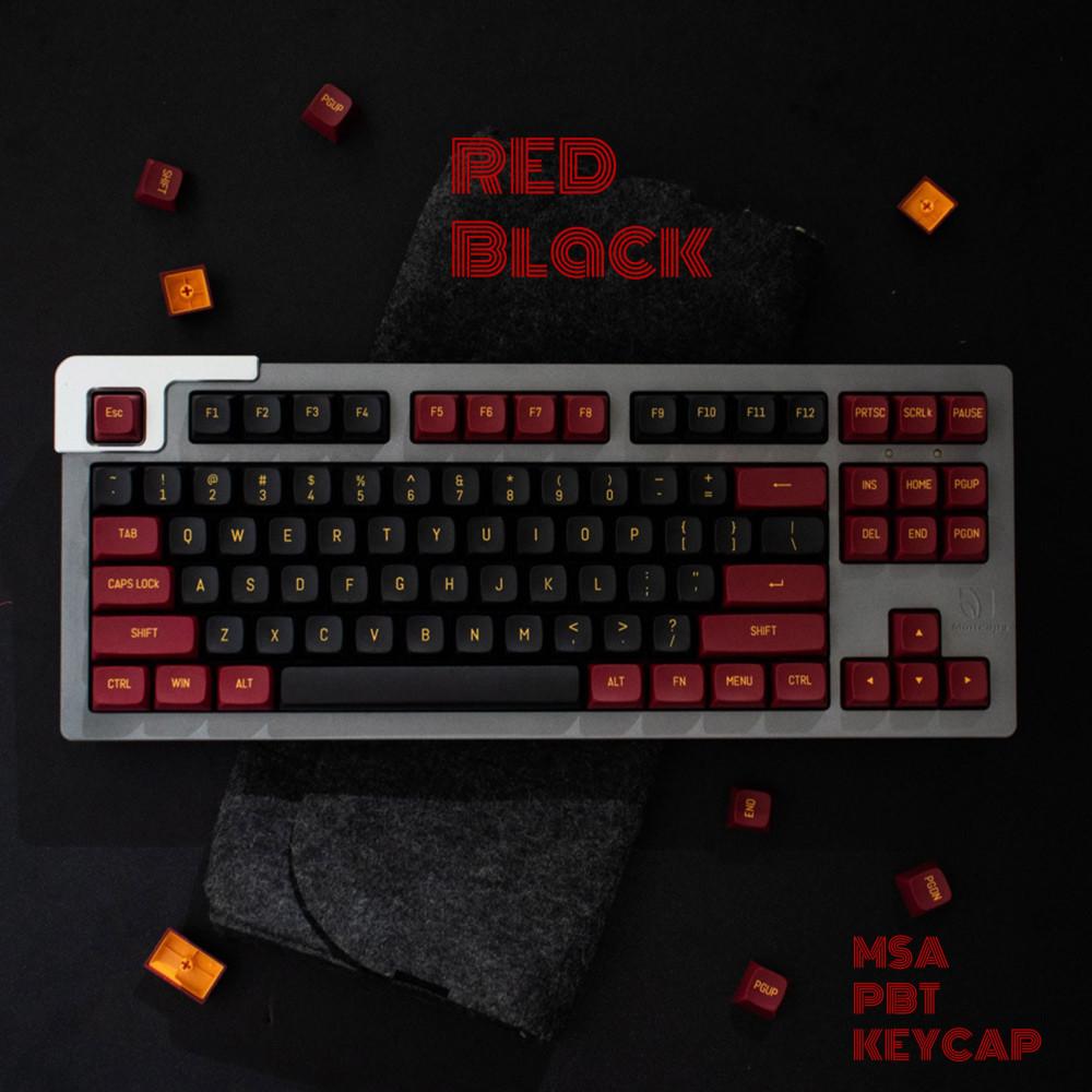 컬러칩 레드&블랙 MSA PBT 키캡 이중사출 키크론 한무무 검빨