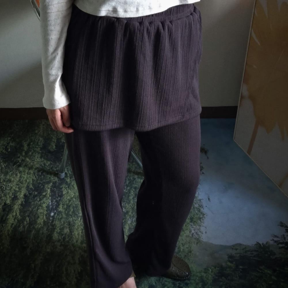 랩 골지 니트 스커트 팬츠 (2colors)