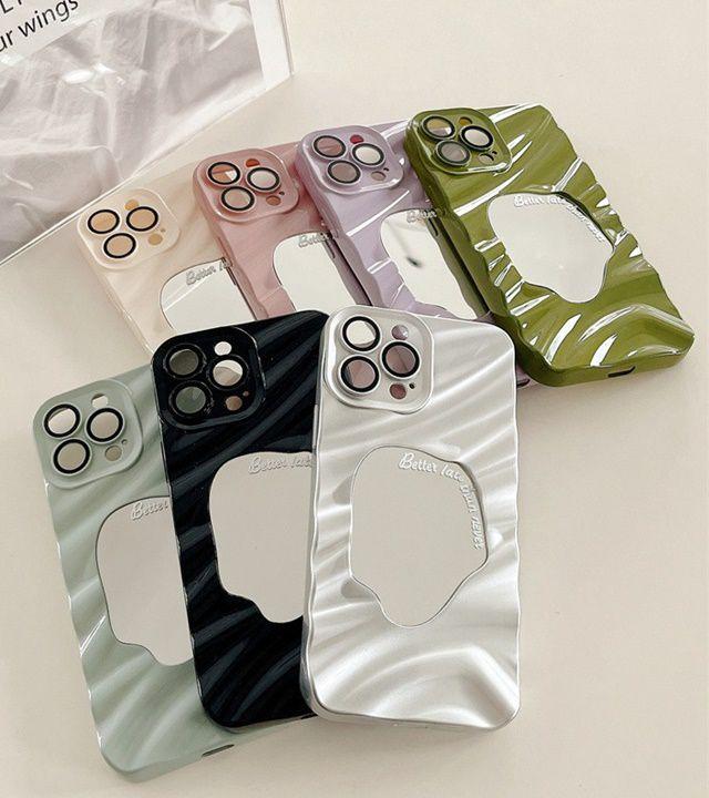 [당일출고]15입고 웨이브 물결 필 미러 아이폰케이스 범퍼 핸드폰케이스 생일 선물 유광 매트 젤리 카메라보호 풀커버 거울 휴대폰케이스 ( 아이폰11 12 13 14 15 프로 맥스 )