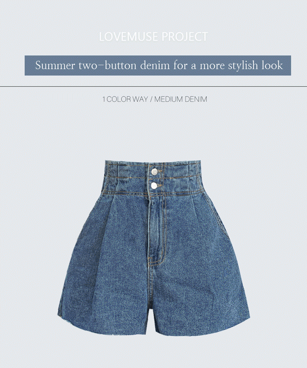 럽뮤즈 [💙ONLY럽뮤즈ෆ] 투버튼 하이웨스트 A 숏팬츠,pt