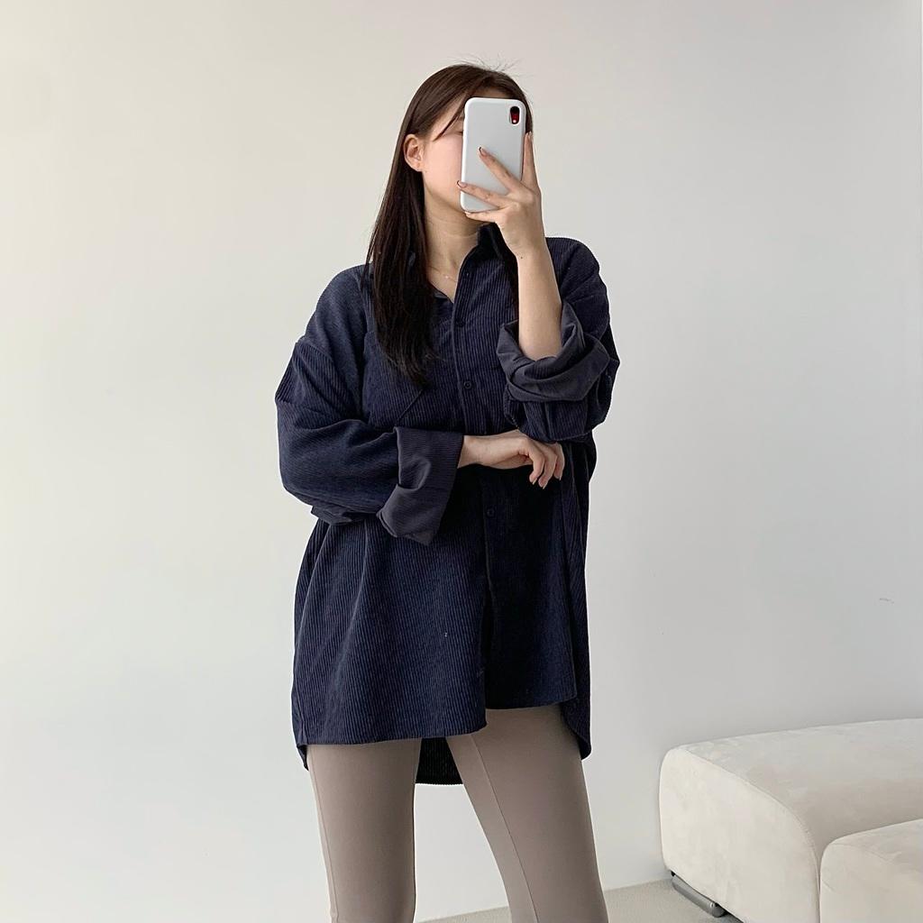 [무료배송]골덴 코듀로이 남방 오버핏 걸치기좋은 구김없는셔츠 데일리룩 레깅스 운동복 필라테스 요가 헬스 홈트 운동복