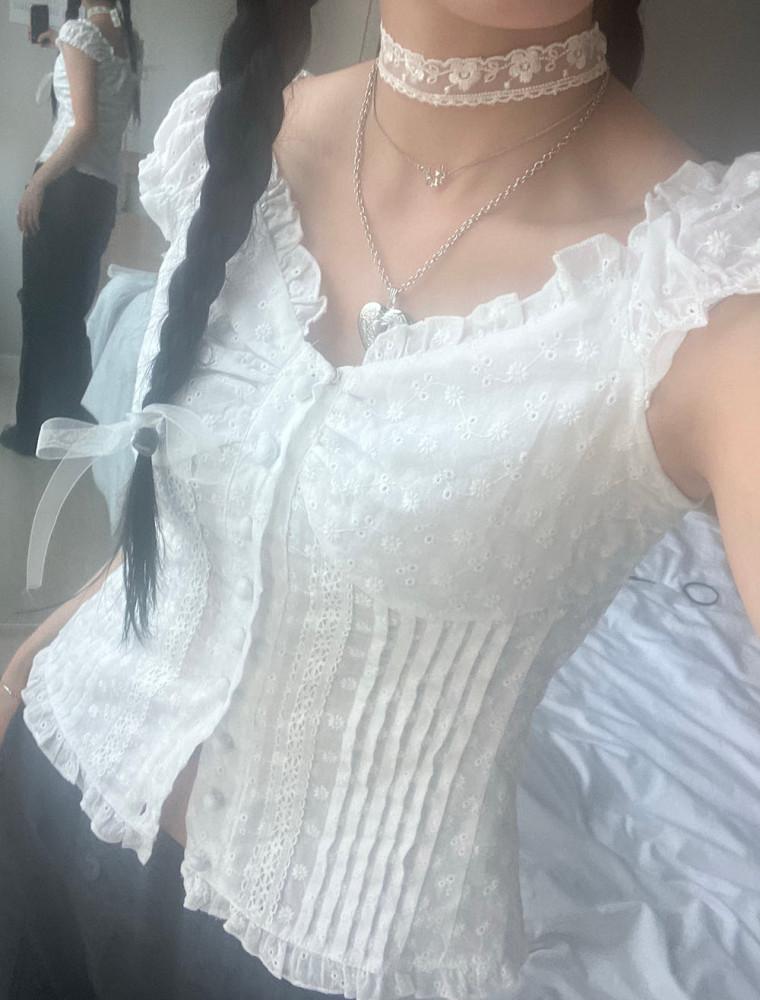 pure pintuck lace blouse | 퓨어 핀턱레이스 BL